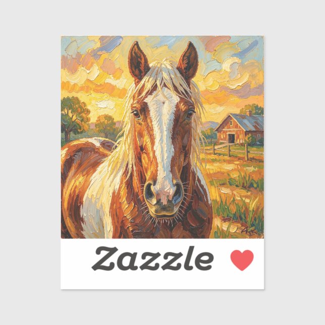 Impasto Horse on a Farm   Sticker (Sheet)