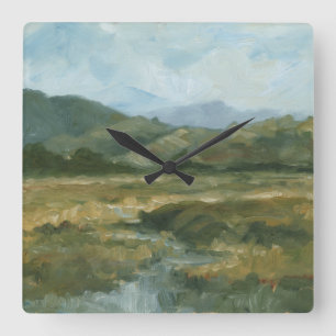Impasto Landscape III Square Wall Clock