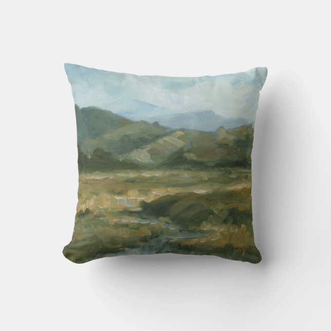 Impasto Landscape III Throw Pillow (Front)