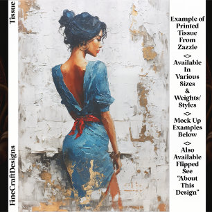 Impasto Oil Style,Dark Lady in Blue EL5R Decoupage Tissue Paper