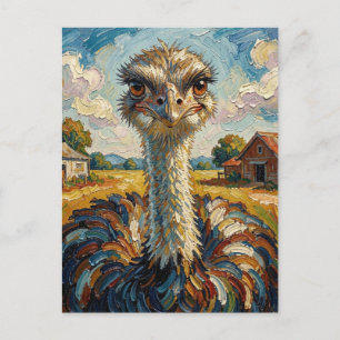 Impasto Ostrich on a Ranch   Keeping in Touch Postcard