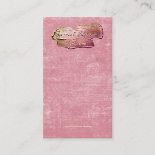 Impasto Paint Logo Pink Velvet Earring Display Business Card