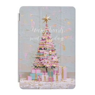 Impasto Pink and Gold Christmas Tree iPad Mini Cover