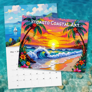 Impasto Style Coastal Art Calendar