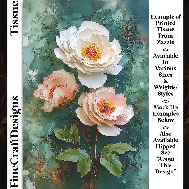 Impasto Textured Peony Style Blooms DV4R Decoupage Tissue Paper (Creator Uploaded)