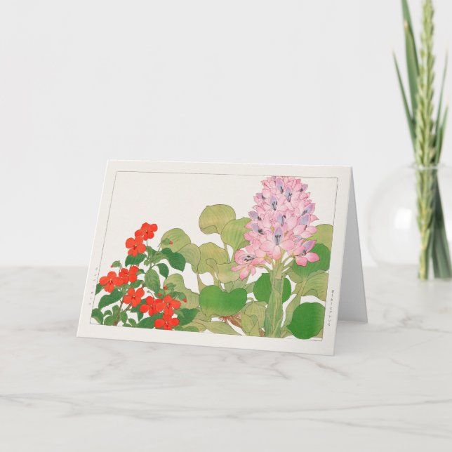 Impatiens, Water hyacinth by Tanigami Konan Card (Front)