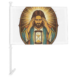 Impatient Jesus Loading Hourglass Slow Internet Te Car Flag