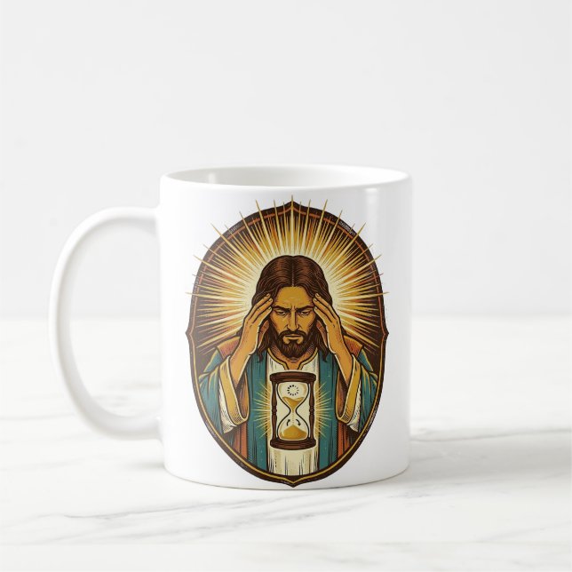 Impatient Jesus Loading Hourglass Slow Internet Te Coffee Mug (Left)