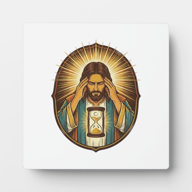 Impatient Jesus Loading Hourglass Slow Internet Te Plaque (Front)