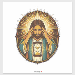 Impatient Jesus Loading Hourglass Slow Internet Te Sticker