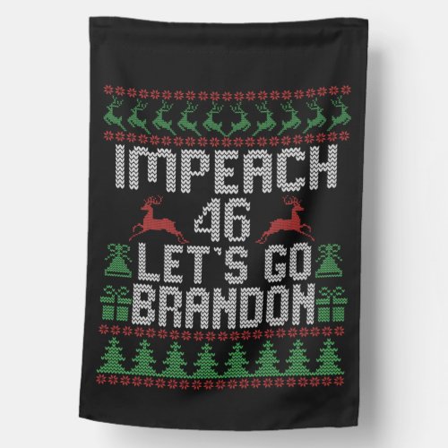 Impeach 46 Lets Go Brandon Ugly Christmas Sweater House Flag