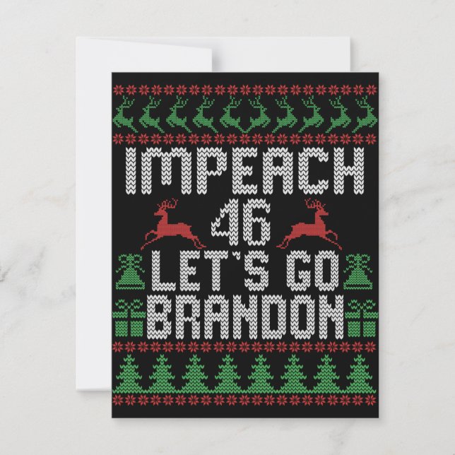 Impeach 46 Let's Go Brandon Ugly Christmas Sweater Note Card (Front)