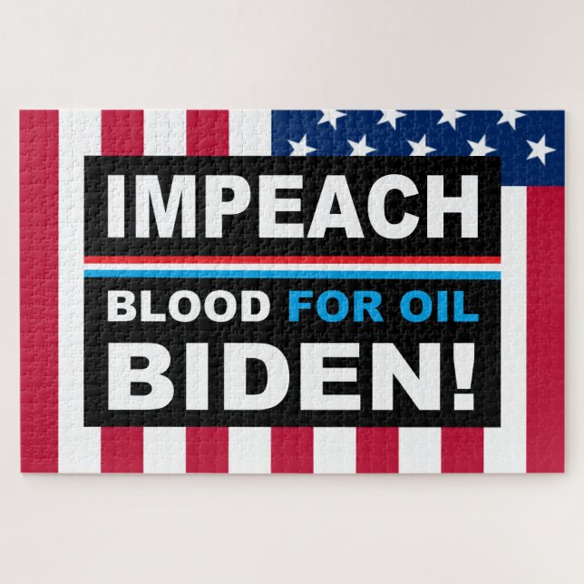 Impeach Blood for oil Biden Jigsaw Puzzle (Horizontal)