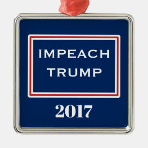 Impeach Trump Red White Blue Patriotic Metal Ornament