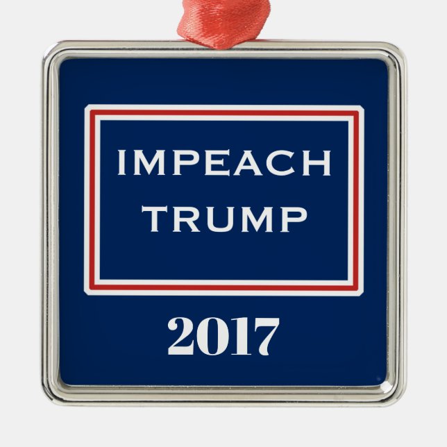 Impeach Trump Red White Blue Patriotic Metal Ornament (Front)