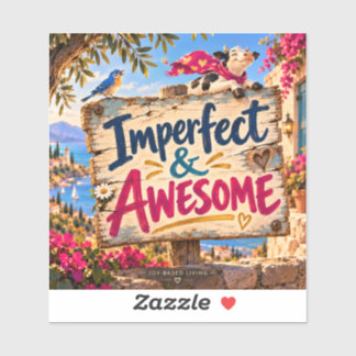 IMPERFECT & AWESOME 4" Square Vinyl Bumper Sticker
