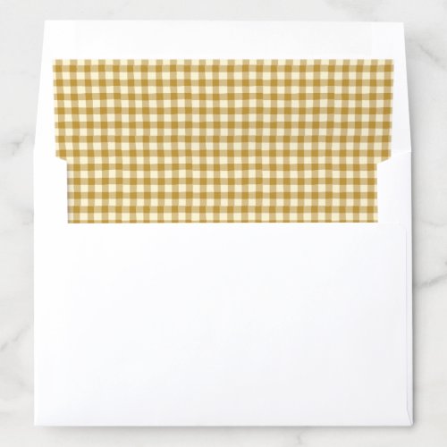 Imperfect Gingham Plaid Rustic Farmhouse Mustard Envelope Liner