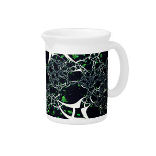 Imperfect white fractal on black space, knitted beverage pitcher