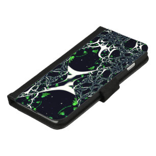 Imperfect white fractal on black space, knitted iPhone 8/7 plus wallet case