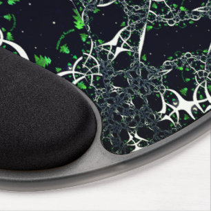 Imperfect white fractal on black space, knitted mo gel mouse pad