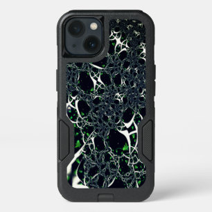 Imperfect white fractal on black space, knitted iPhone 13 case