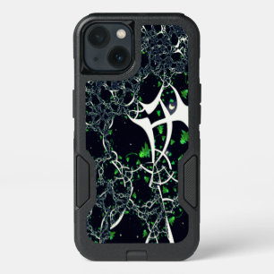 Imperfect white fractal on black space, knitted iPhone 13 case