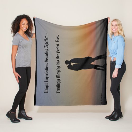 Imperfections Perfect Love Med w Black Background Fleece Blanket
