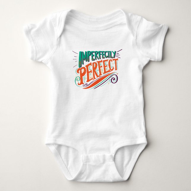 Imperfectly Perfect Quote Cartoon Baby Bodysuit (Front)