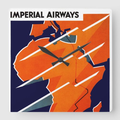 Imperial Airways Africa Square Wall Clock