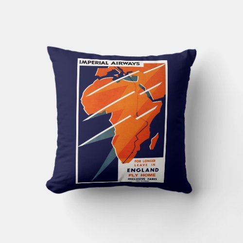 Imperial Airways Africa Throw Pillow
