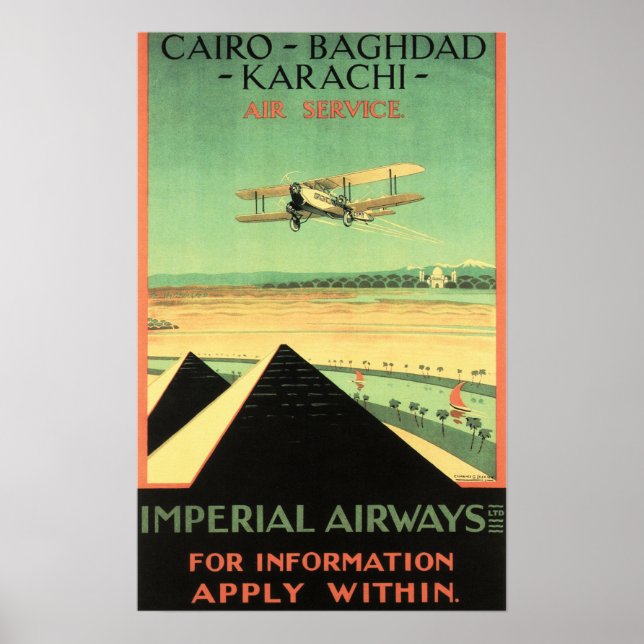 IMPERIAL AIRWAYS Air Service Retro Airlines Poster (Front)