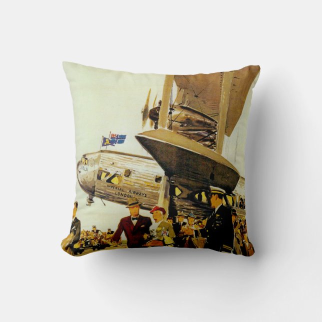 Imperial Airways Arrival Throw Pillow (Front)