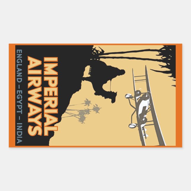 Imperial Airways ~ England - Egypt - India Rectangular Sticker (Front)