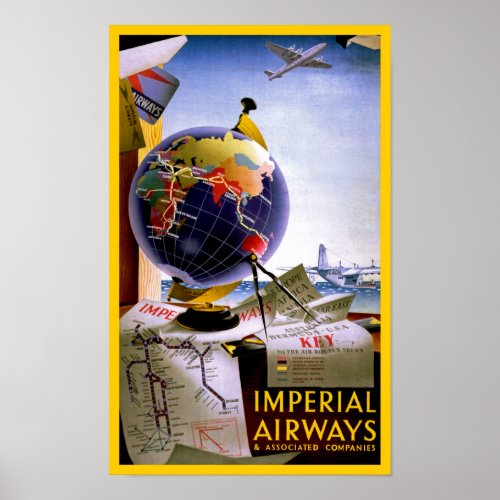 Imperial Airways Globe Poster