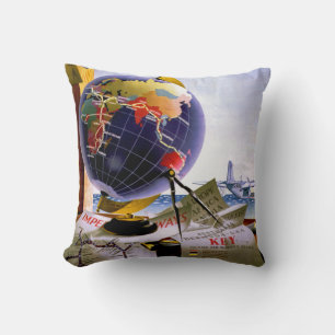 Imperial Airways Globe Throw Pillow
