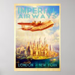 Imperial Airways London &amp; New York Vintage Travel Poster at Zazzle