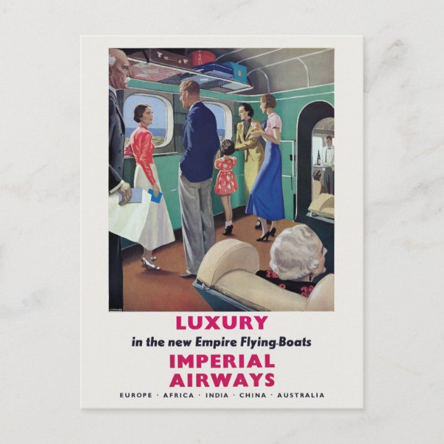 Imperial Airways Vintage Poster 1936 Postcard (Front)