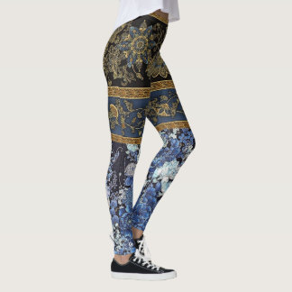 Imperial Blue Floral Kimono Leggings