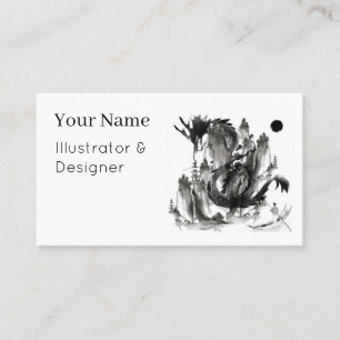 Imperial Dragon & Sacred Mountains Sumi-e Business Card