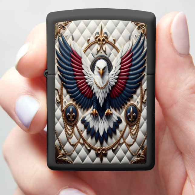Imperial Eagle Leather-Style Luxe Zippo Lighter (In Hand)