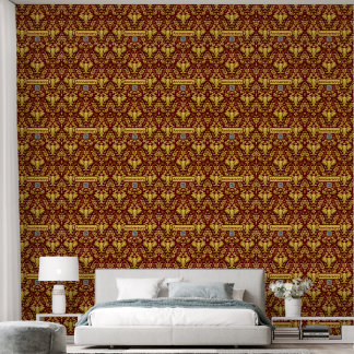Imperial Elephant: Deep Crimson & Metallic Gold Sa Wallpaper