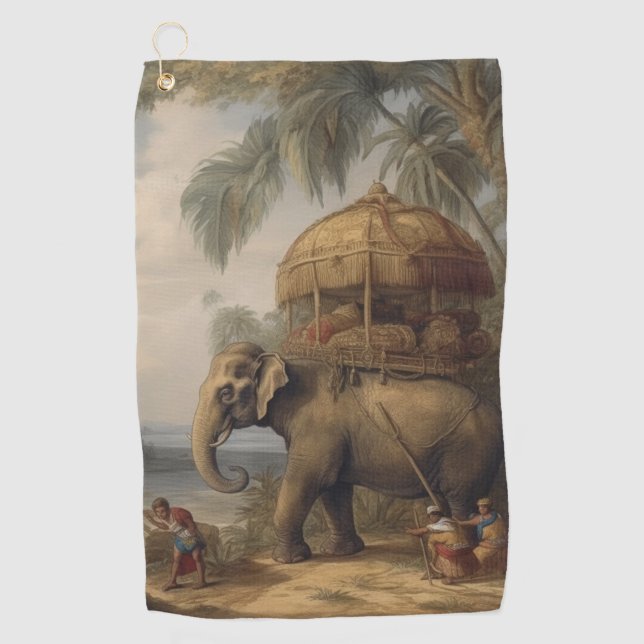Imperial Elephant Procession & Gilded Howdah Golf Towel (Front)