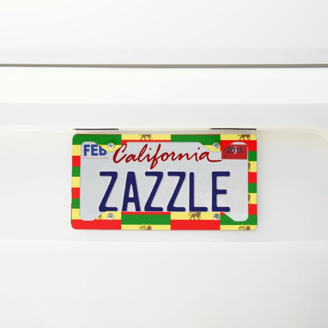 Imperial Ethiopian National Flag License Plate Frame (On Car)