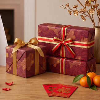Imperial Fortune | Giant Golden Koi Abundance Wrapping Paper