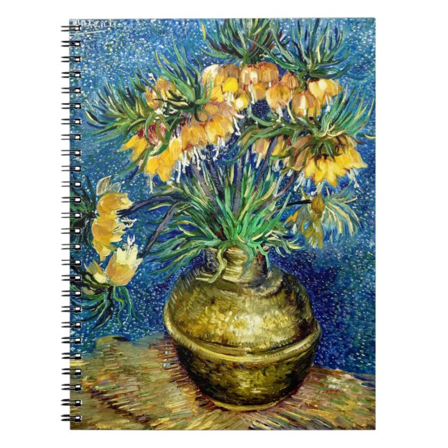 Imperial Fritillaries Copper Vase Van Gogh spiral Notebook (Front)