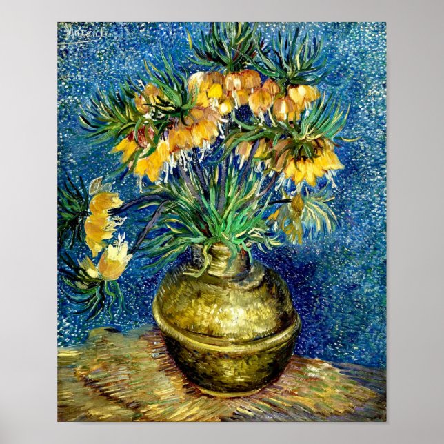 Imperial Fritillaries in Copper Vase- Van Gogh Art Poster (Front)