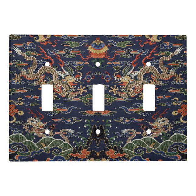 Imperial Gold Dragon & Auspicious Clouds Light Switch Cover (Front)