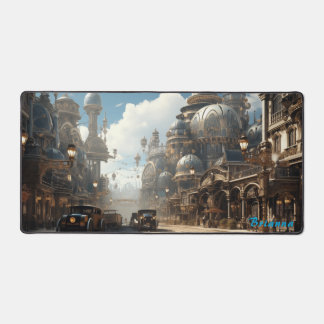 Imperial Intrigue: Steampunk Capital Street View Desk Mat