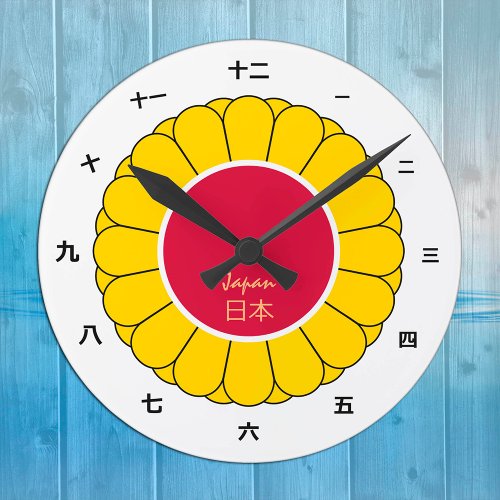 Imperial Japan Fashion  Japanese flag Seal Kanji Round Clock