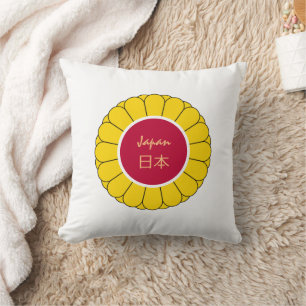 Imperial Japan Fashion & Japanese flag, Seal Kanji Throw Pillow